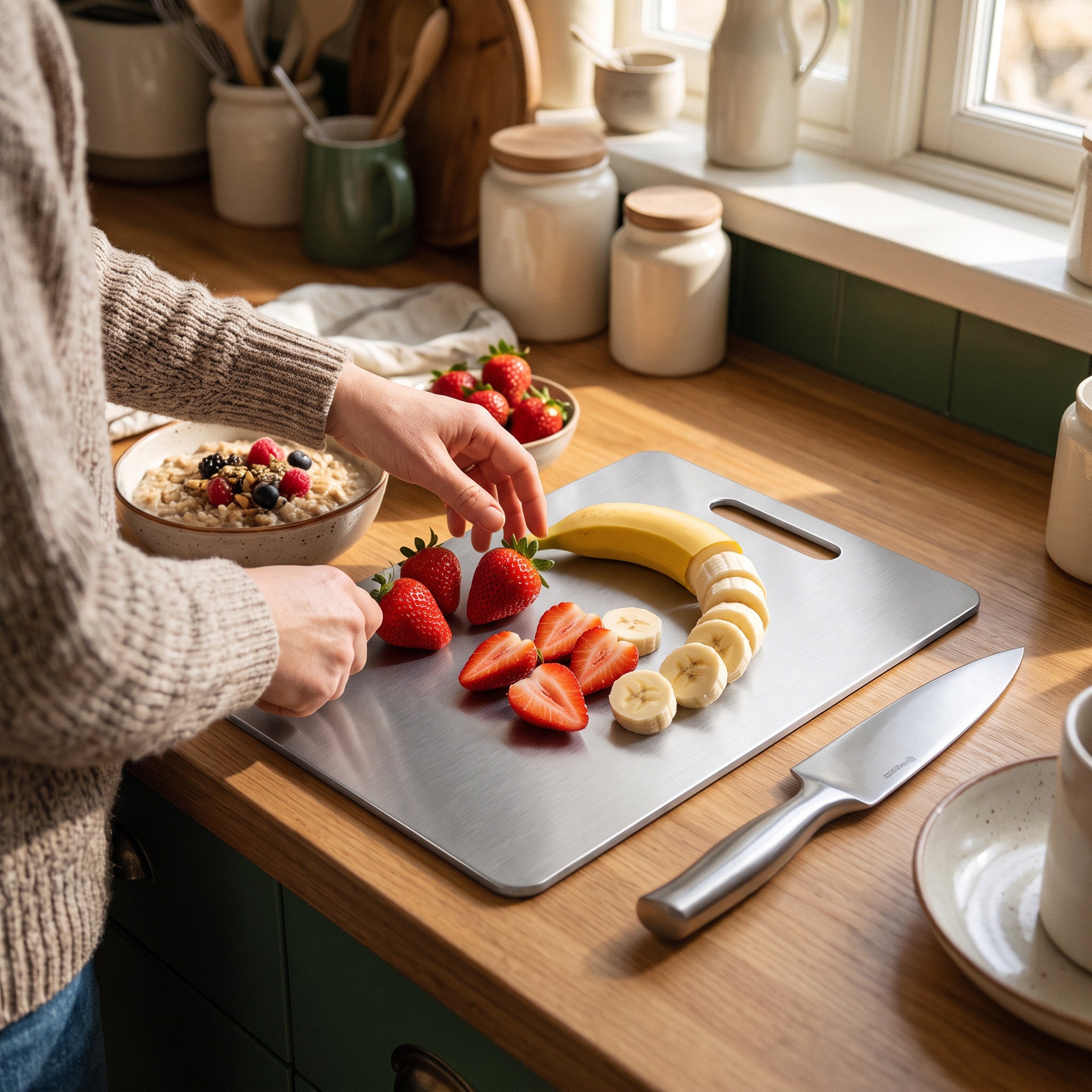 Fresh vegetables beside a Prepwell board
